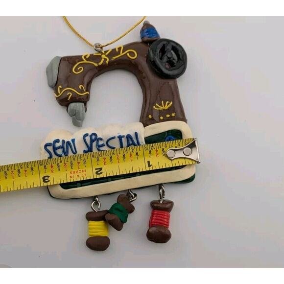 Trim A Tree Sew Special Seamstress Ornament Handmade Clay Sewing Machine VTG - Picture 5 of 5